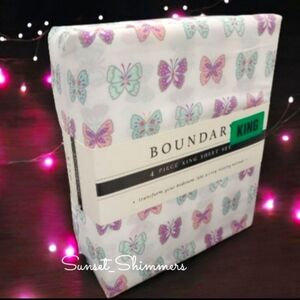 4pc Butterfly King Bed Sheet Set Decor New